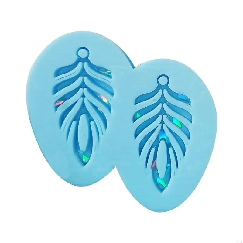 

A9BF Light and Leaf Resin Casting Silicone Mold Woman Keychain Decorative Pendant Earrings Mold for DIY Crafts