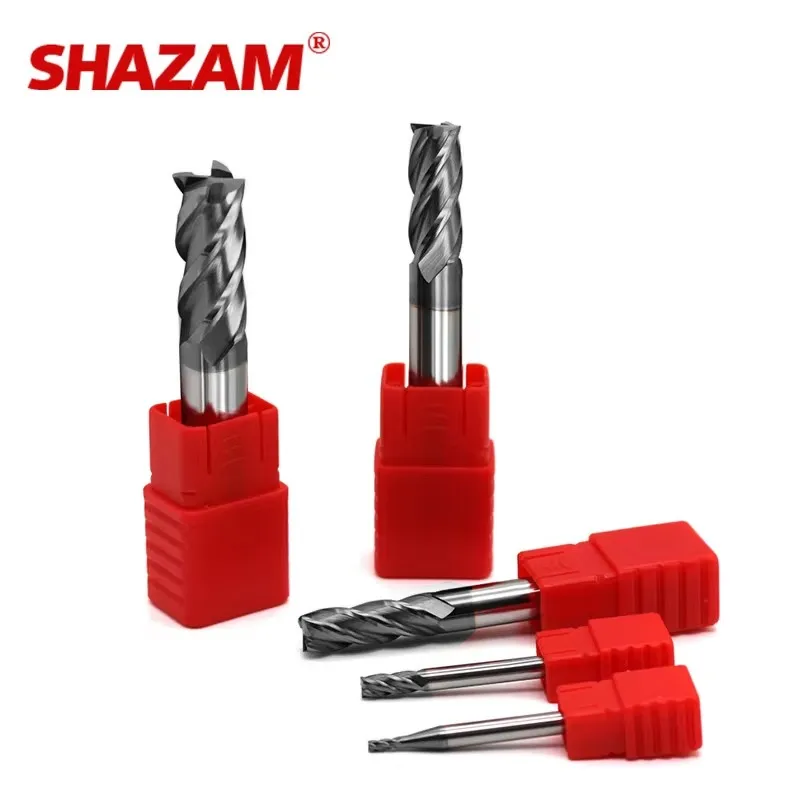 SHAZAM HRC55 4-Flute 3/4 5/8 Inch Flat End Mill Tungsten Steel Carbide Nano Coating Milling Cutter CNC Machining Endmills Tools