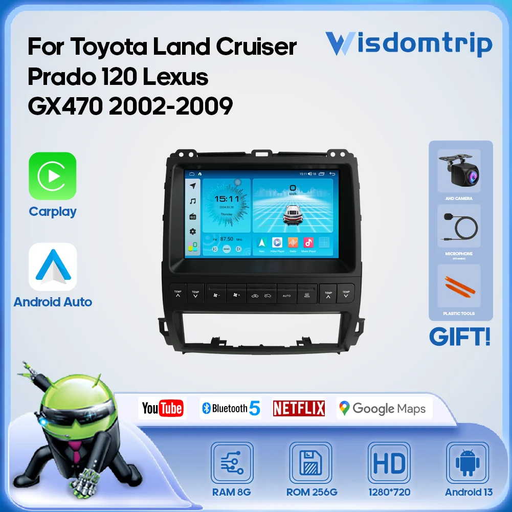 

For Toyota Land Cruiser Prado 120 Lexus GX470 2002-2009 car intelligent multimedia video player GPS 4G navigation radio WiFi