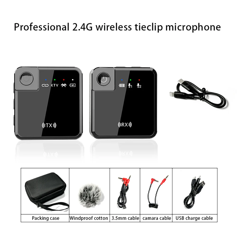 Fábrica 2.4g microfone de lapela sem fio gravação de áudio e vídeo para youtube/iphone/ipad/android/xiaomi/samsung microfone de jogo ao vivo