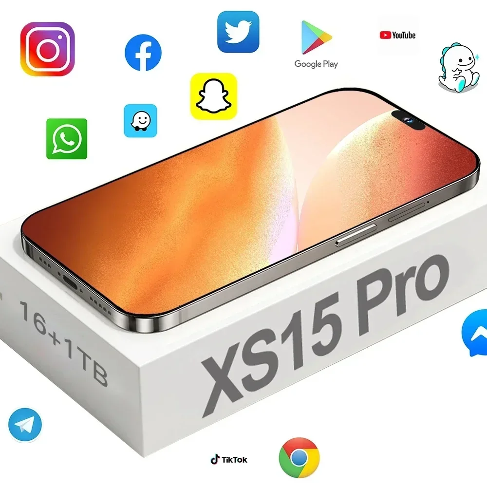 

Brand New Original 16GB+1TB for Smartphone 6.8 Inch XS15 Pro Full Screen 4G 5G Cell Phone 6800mAh Mobile Phones Global Version