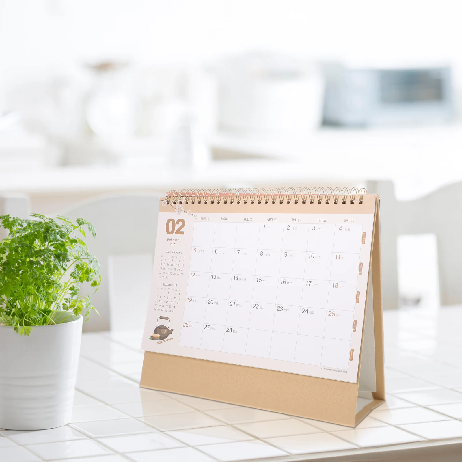 

Large Lattice Calendar Desktop Standing Household Decoration Decorative Monthly Tabletop Vertical