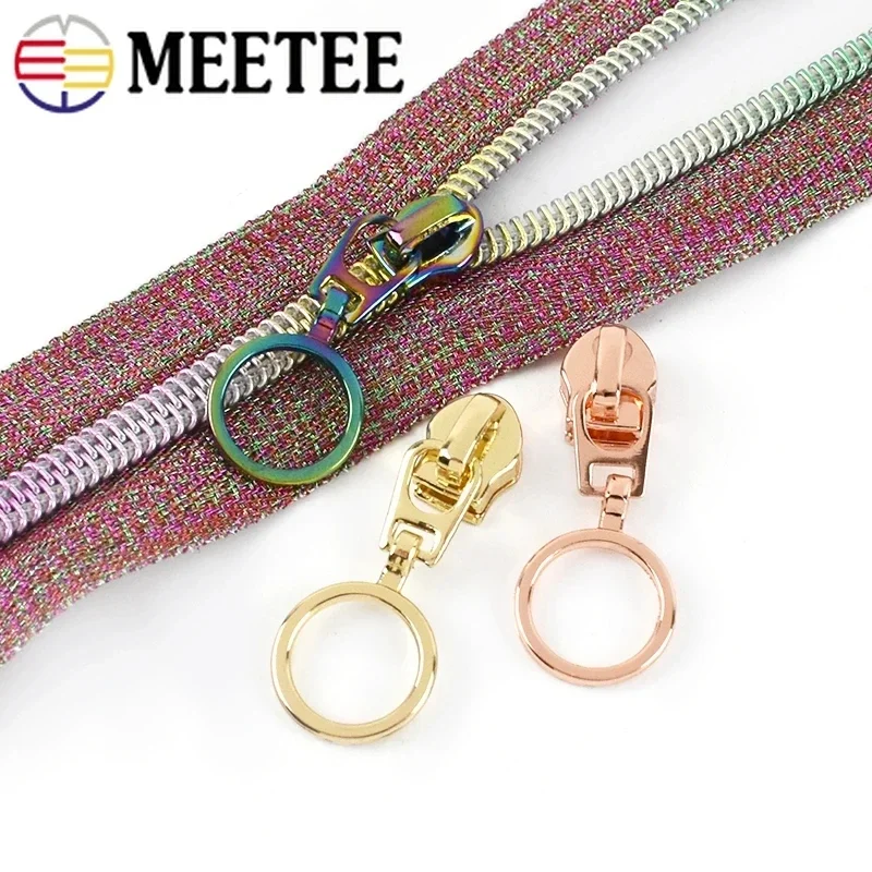 10/20Pcs Meetee 5# Zipper Sliders for Nylon Zips O Ring Puller Jacket Bag Zippers Repair Kits Zip Head DIY Sewing Accessories