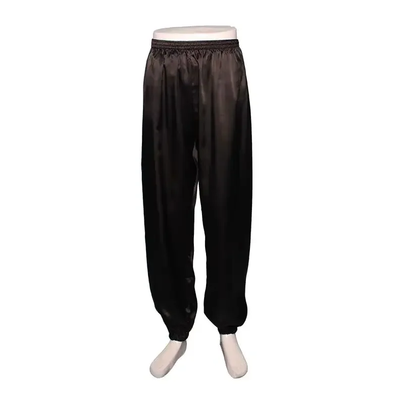 2026 New Tai Chi Pants Satin Silk Shiny Kung Fu Wushu Stage Performance Competition Clothing Customized Size