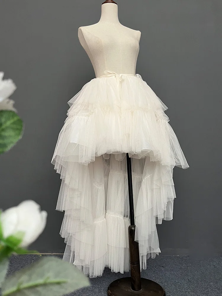 Sweet Lolita Asymmetrical Mesh Ball Gown Princess JSK Skirt Women Elegatn Stage Show Event Performance Party Skirts