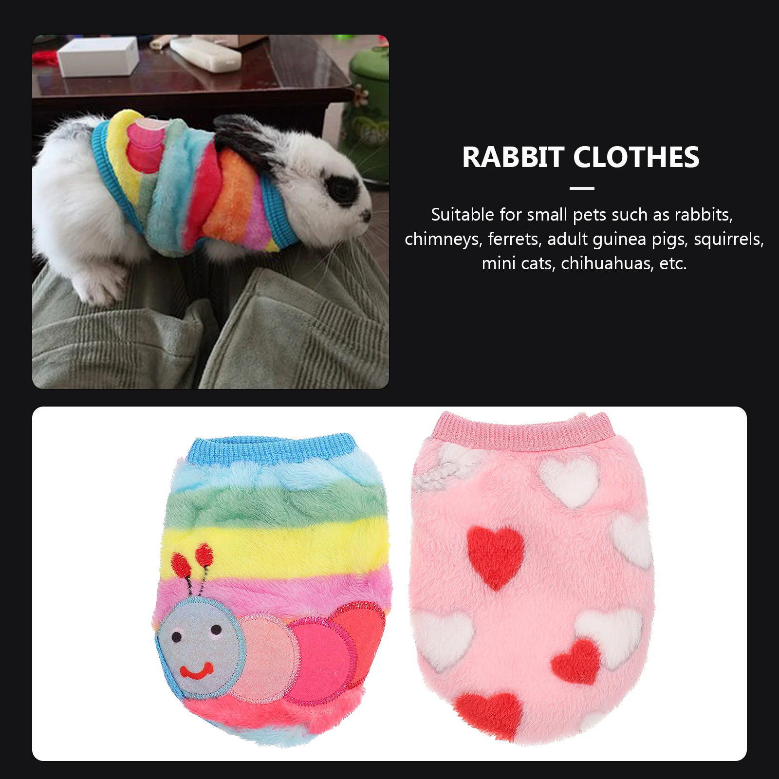 

2Pcs Dog Clothes Bunny Vests Pet Cosplay Costume Rabbit Clothes Warm Fleece Small Pets Party Apparel Pet Cosplay Costume