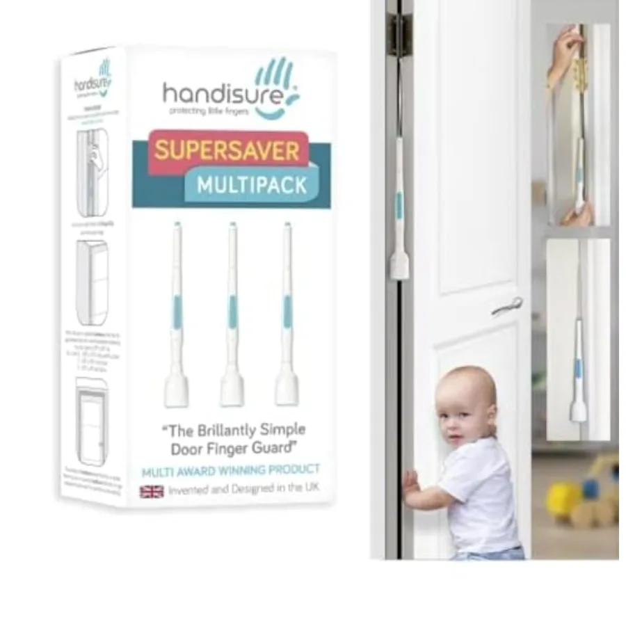 

3in1 Pack Child Door Safety Door Pinch Guard. Automatic, Hinge and Lock Side Safety, Reliable, Multiple Awards and Unique, Baby