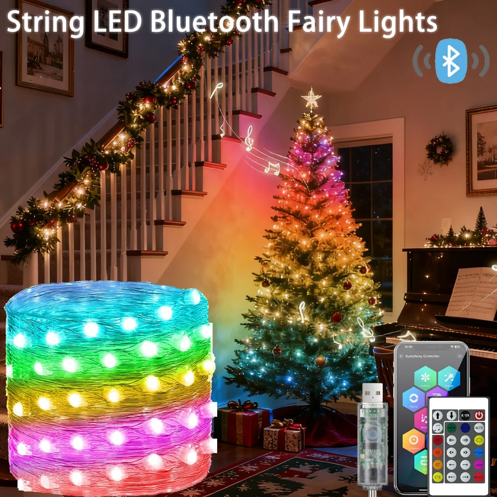 

5 В USB RGBIC гирлянда светодиодная Bluetooth гирлянда Dreamcolor RGBIC DIY вечерние рождественские елочные огни свадебный декор гирлянда для дома