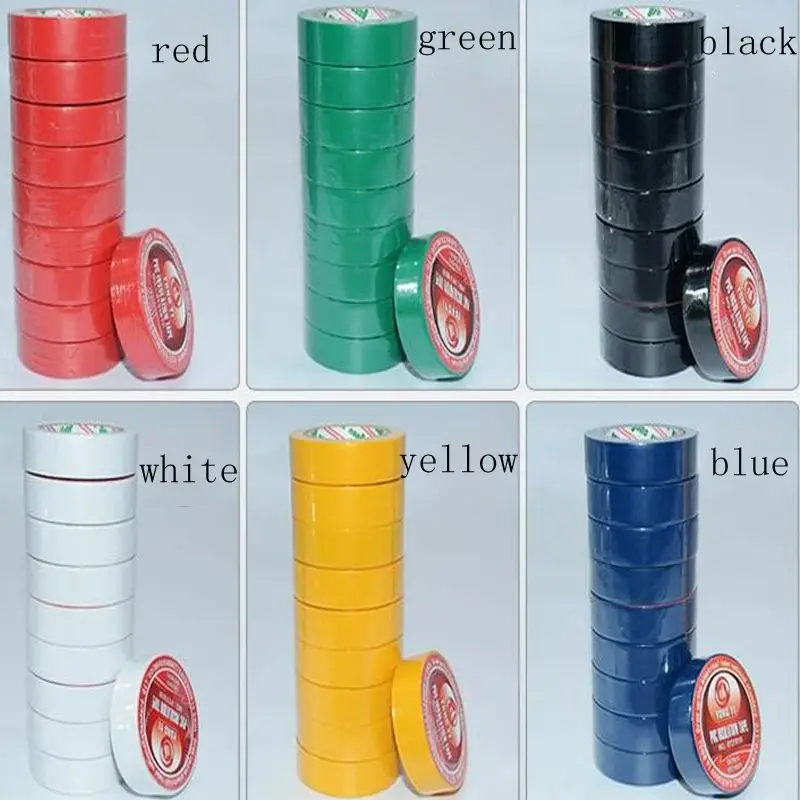 1PC 6 colors 16mm*10y(9.2M) waterproof insulation electrical tape electrical flame retardant PVC tape for Repairing Bonding Tool