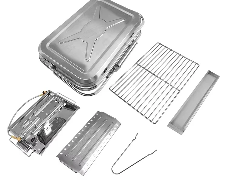 Smokeless Briefcase Barbecue Grill Folding Table Grill Stainless Steel Outdoor Portable Gas Bbq Grill