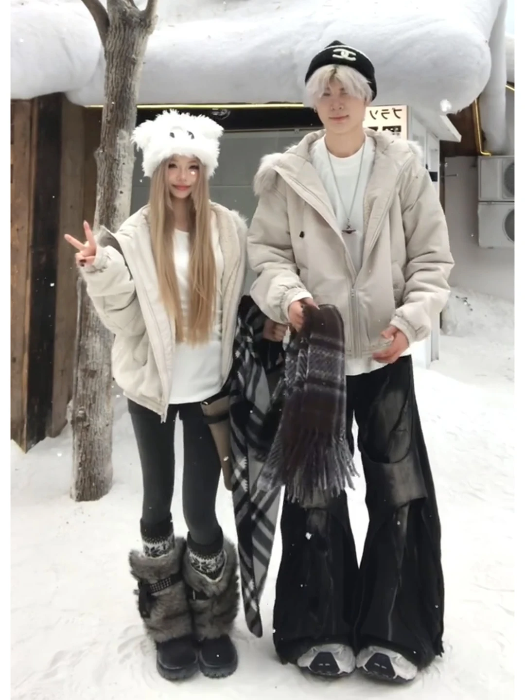 

Зимняя куртка Thiened для пар с большим меховым воротником, капюшоном, свободного кроя, теплая, молодежная, в стиле Cleanfit