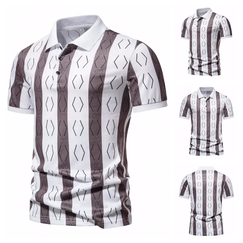 

American retro flower stripe personalized shirt for men 2023 new national trend top summer collar business casual short sleeve