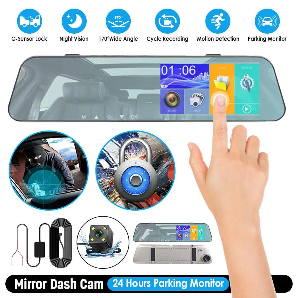 

5inch Mirror Camera for Car Touch Screen Video Recorder 1080P Rearview mirror Dash Cam Night Vision Front and Rear CameraMirror