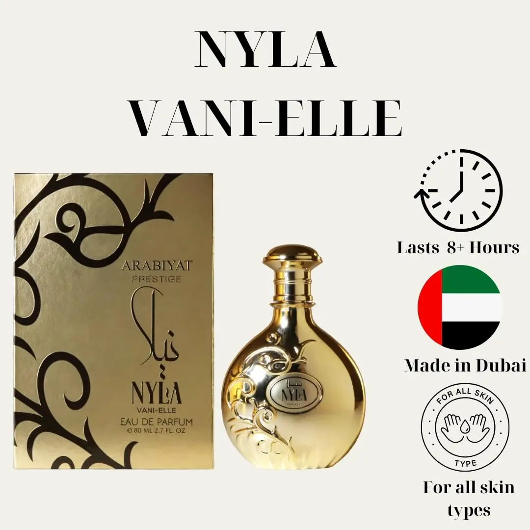 Nyla Vani-Elle Eau De Parfum 2,7 onças / 80ml – Quente Baunilha Jasmim Doce Floral de Longa Duração Perfume Unissex Presente para o Natal