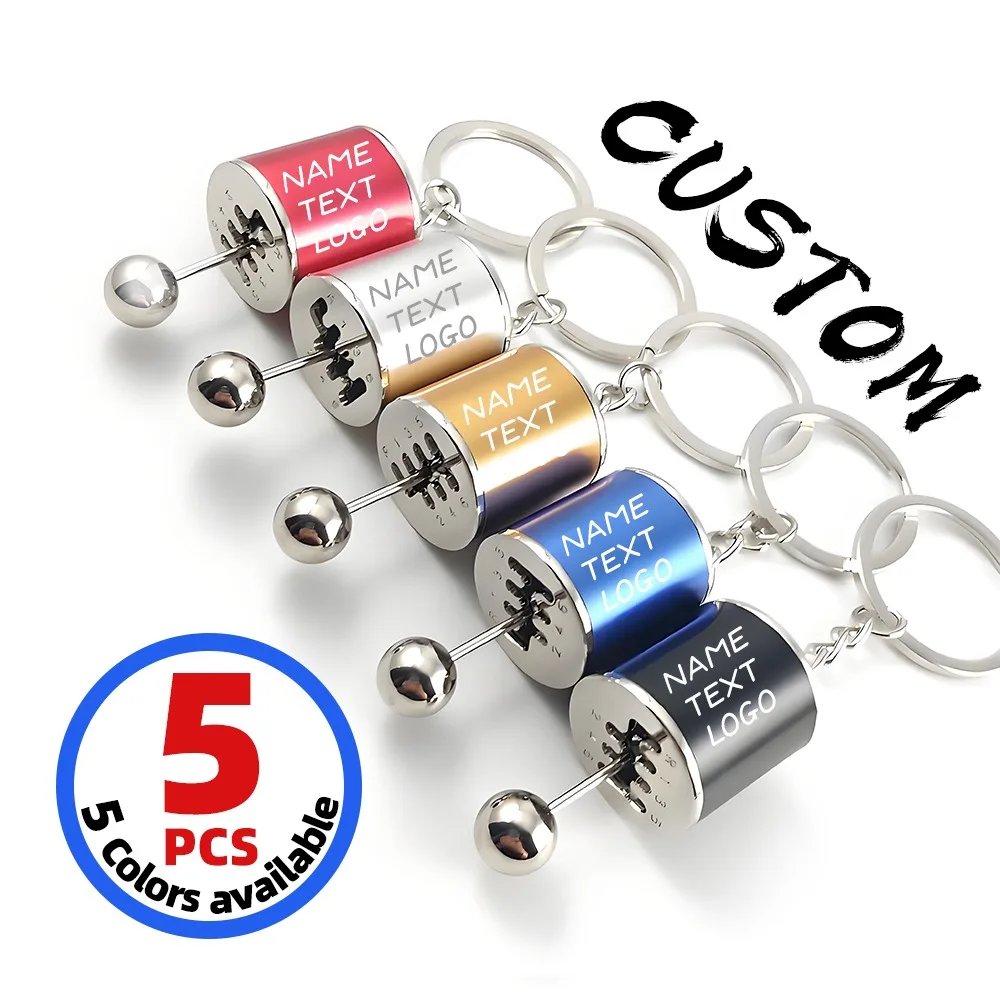Porte-clés personnalisé en forme de levier de vitesses, 1 à 5 pièces, gravure gratuite, acier inoxydable, modèle de voiture à transmission manuelle, cadeau pour homme