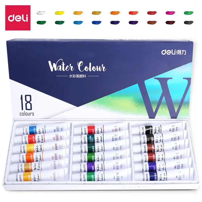 Deli Acrylic Paint Set Multi-Purpose Waterproof Fade Resistant Pigment Non-Toxic Safe Washable Art Paint for Canvas Wood Fabric