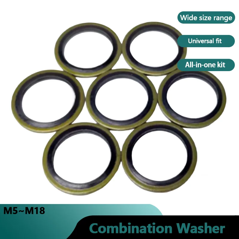 

M5 M6 M8 M10 M12 M14 M16 M18 M20~M60 Bonded Washer Metal Rubber Oil Drain Plug Gasket Sealing O Ring Assortment Set Washer Seal