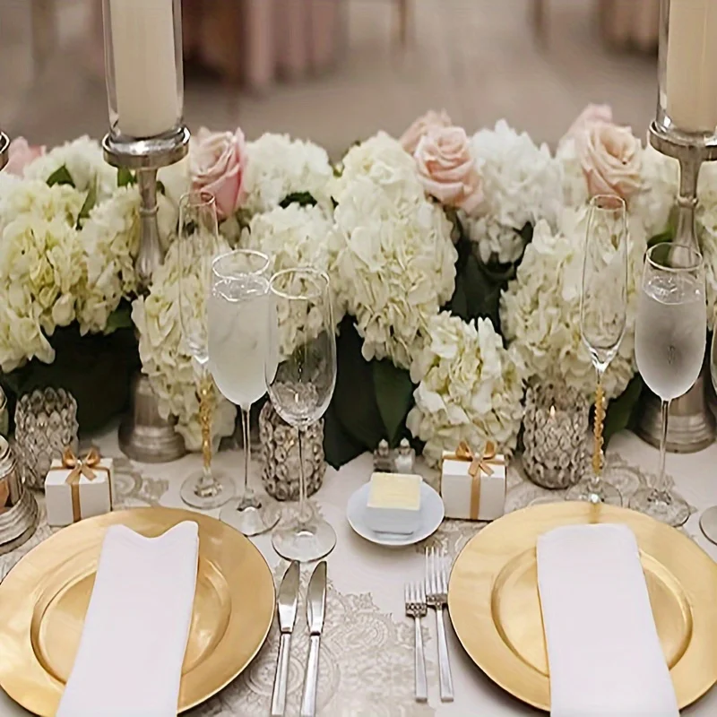 10 Uds. Cabezas de hortensia de seda, cabezas de flores artificiales con tallos para decoración del hogar y la boda