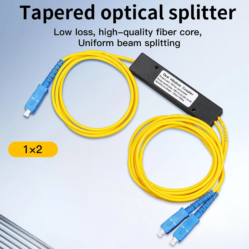 1x2 Fiber Optic Splitter SCAPC/SCUPC/FCUPC(Optional) 1 Point 2 PLC Optical Fiber Splitter Box FTTH Tapered 1 To 2 Splitter Box