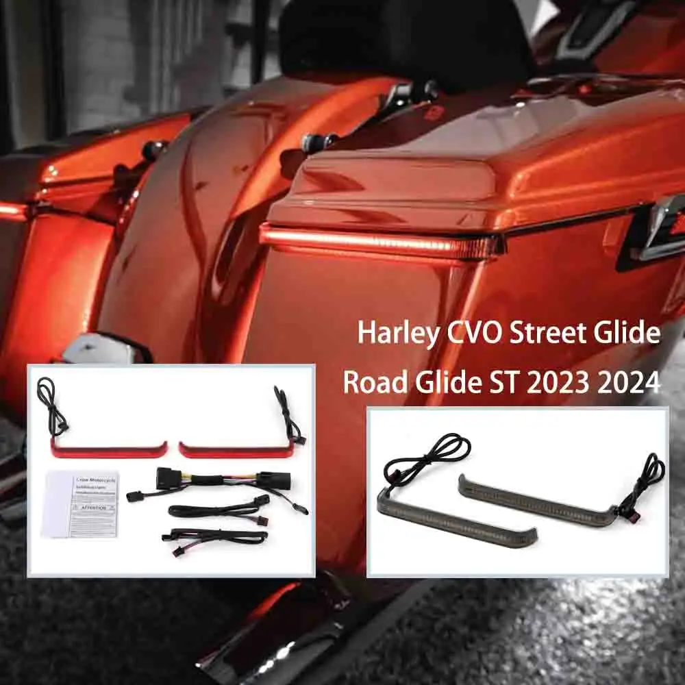 

Motorcycle Tracer Rear Saddlebag LED Indicator Run Turn Brake Lights For Harley CVO Street Glide Road Glide ST 2023 2024