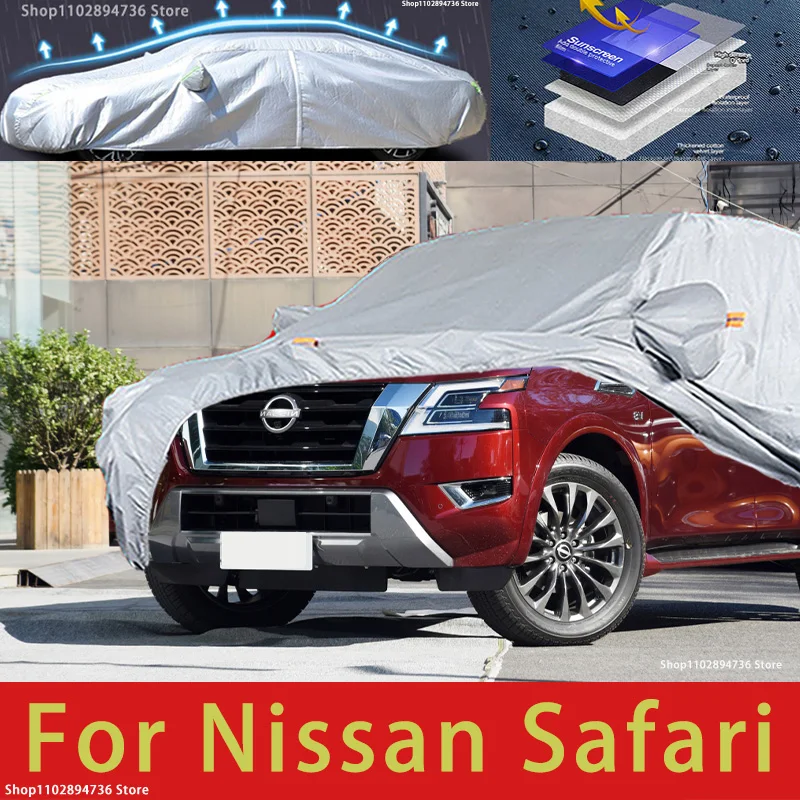 

Для Nissan Safari уличная защита полный автомобильный чехол снежные чехлы солнцезащитный козырек водостойкий пылезащитный внешние автомобильные аксессуары