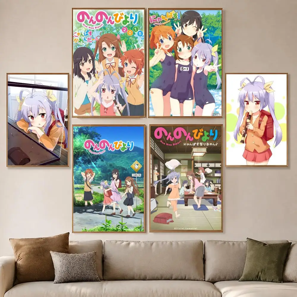 Anime Non Non Biyori Poster Poster HD Waterproof PP Self-Adhesive Removable Wall Art for Bedroom   Decor Gift