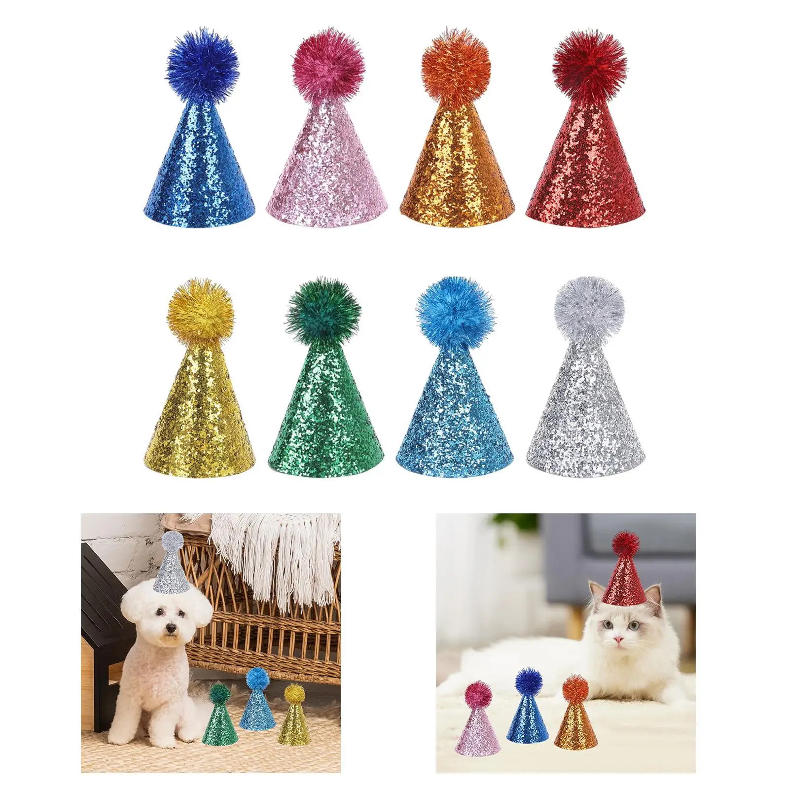 Dog Cat Party Hat Shiny Topper Adjustable Cap for Puppy Birthday Decoration Pet Headwear Pack Dog Cat Party Hat Shiny Topper Adjustable Cap for Puppy Birthday Decoration Pet Headwear Pack