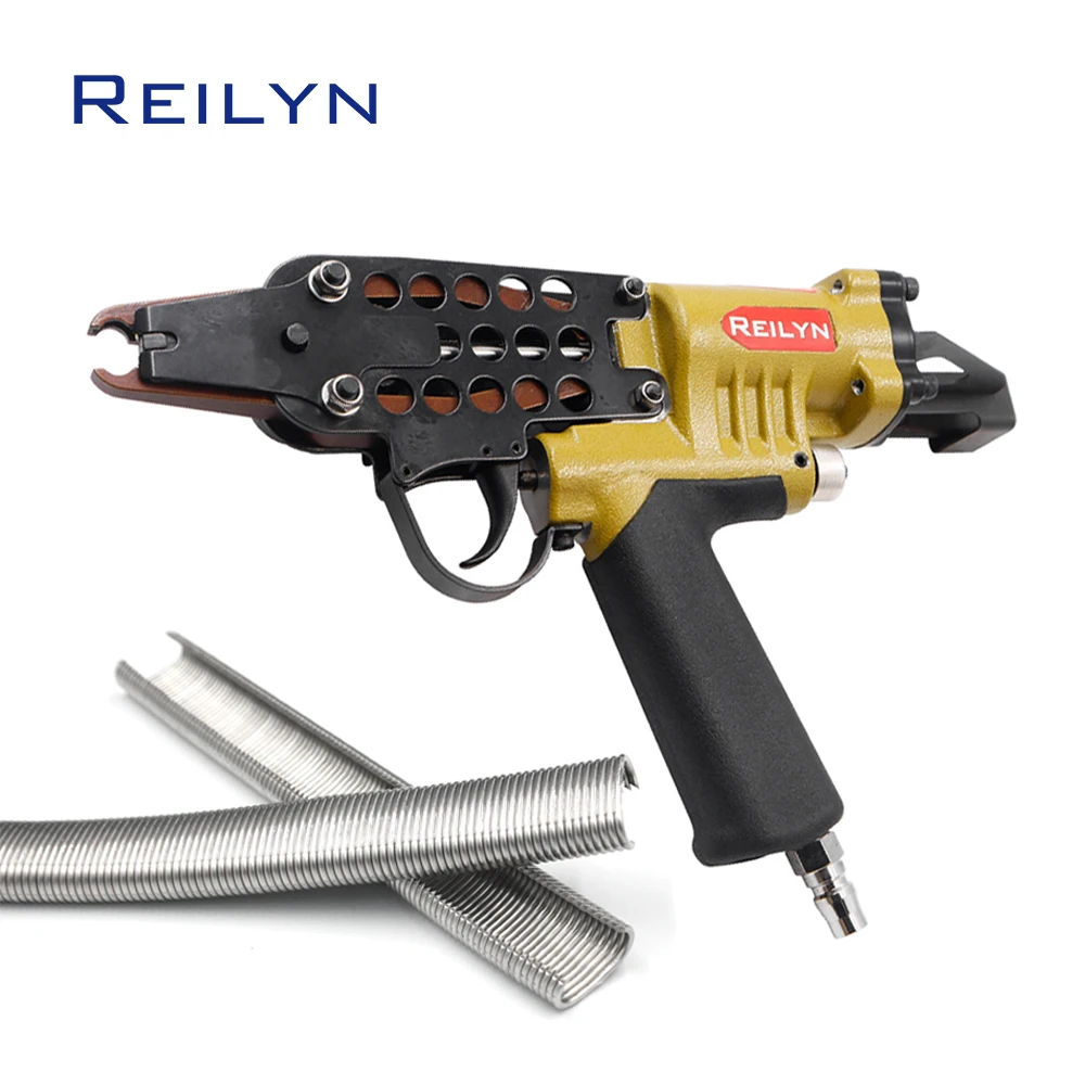 Clavadora neumática de anillo C SC760C-I2 SC7E-I2, alicate de anillo de cerdo, gatillo mejorado, grapadora tipo C para cebos de alambre de esgrima, conjunto de colchón