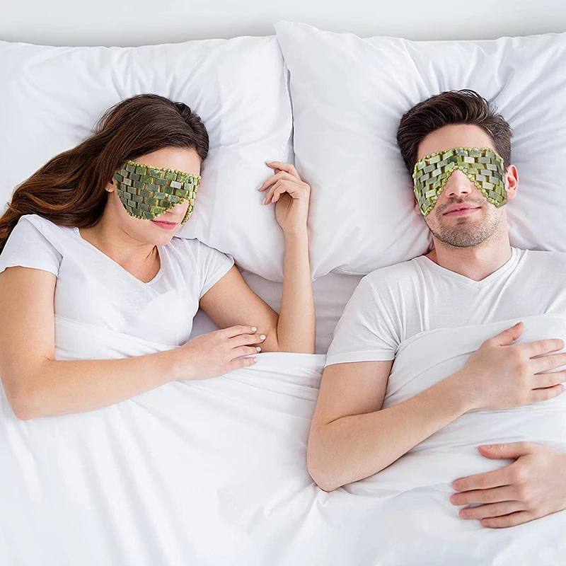 1 buah Masker Mata karbon alami yang dapat digunakan kembali alat pijat tidur giok rileks perawatan batu pendingin wajah masker tidur