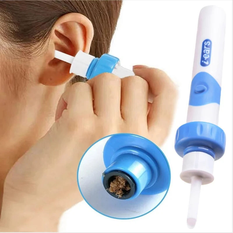 Electric Earpick Set Safe Painless Ear Cleaner with Soft PE Replacement Head Earwax Removal Tool Ear Care Accessory No Battery