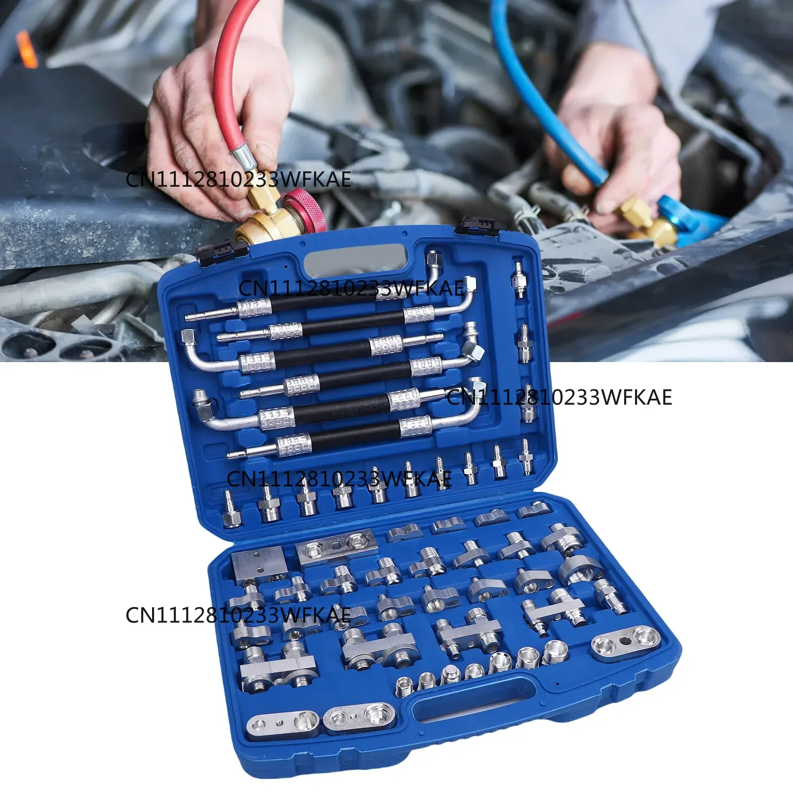 56pcs/Set Automotive Air Conditioning Leak Test Kit Brass Air Conditioner Leak Detection Tool Repair Kit for Car Truck Auto AC
