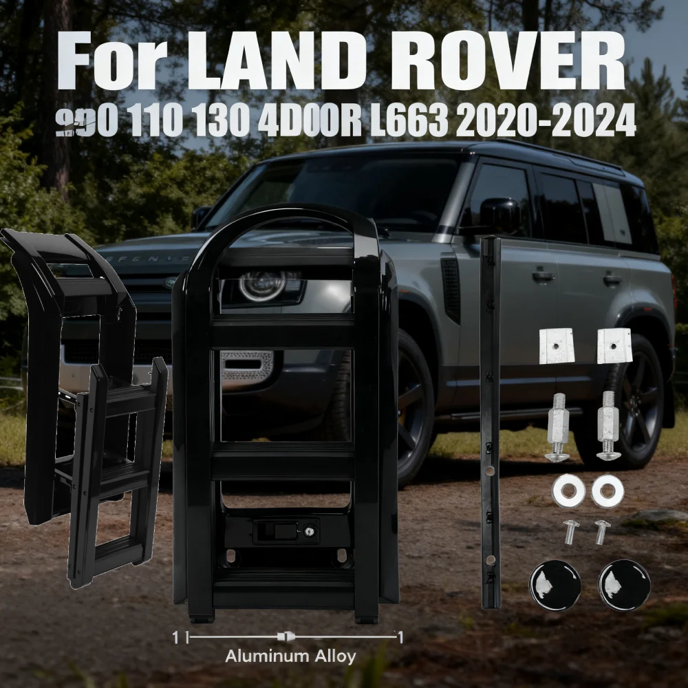 

Side Roof Rack Access Ladder Aluminum Alloy Side Roof Rack Side Access Ladder for Land Rover Defender 90/110/130 L663 2020-2024