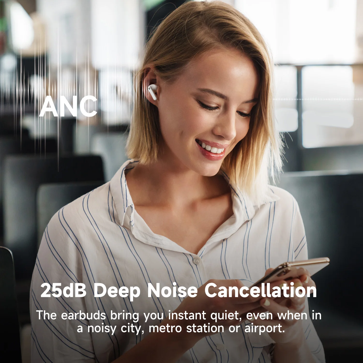 Oneodio ANC Bluetooth 5.4 Earphones, SuperEQ S10 Active Noise Cancelling Wireless Gaming Headphones TWS Earbuds, 4 Mics ENC