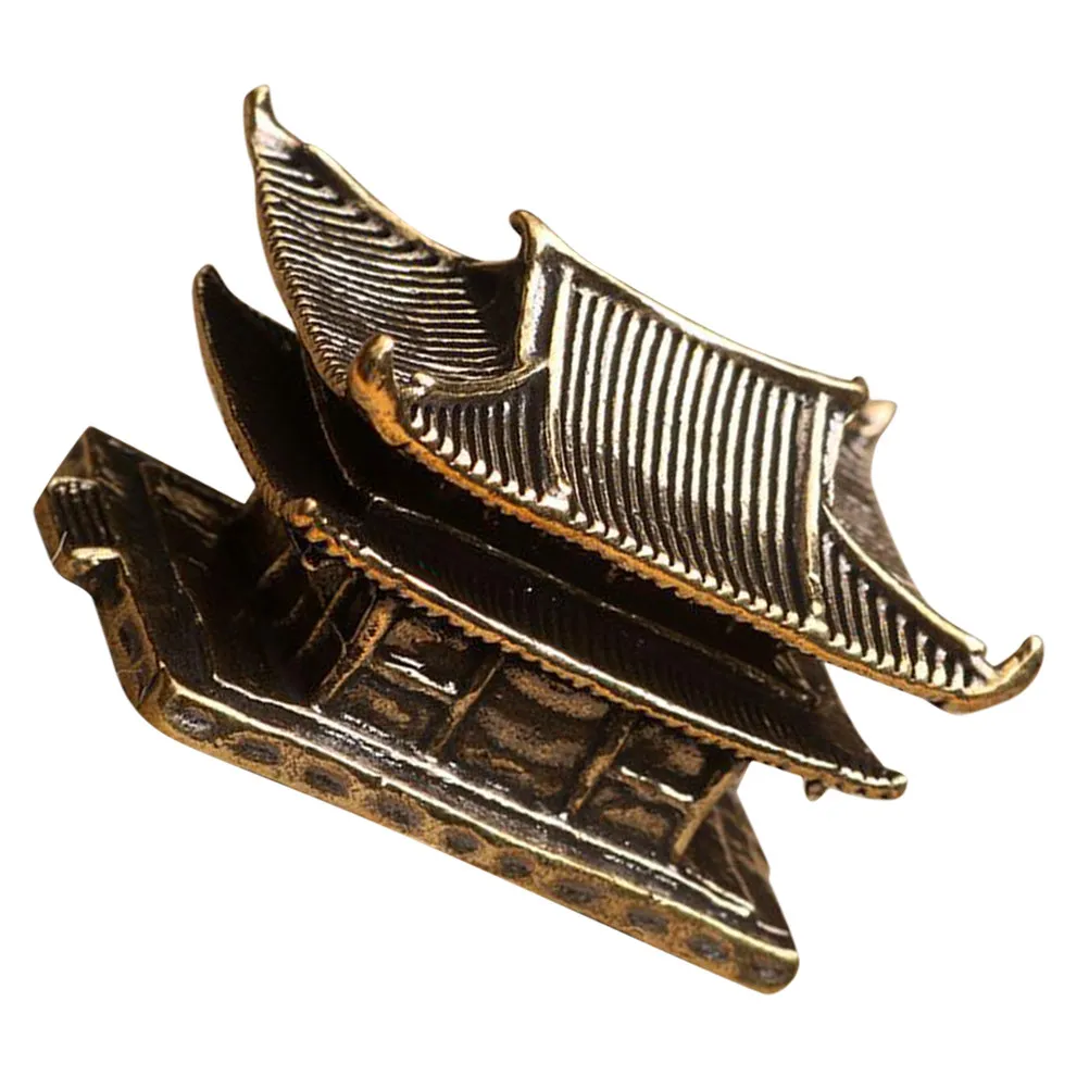 Exquisite Brass Mini Pagoda Statue Vintage Pavilion Decoration for Living Room Study Office Zen Garden Bonsai Decor Asian Style