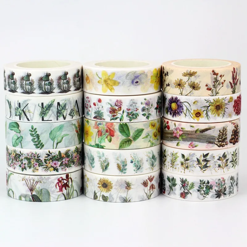 NEW 1PC. 10M Decorative Vintage Floral Leaves Botanical Japanese Paper Washi Tape Set for Planner Journaling Cute Stationery