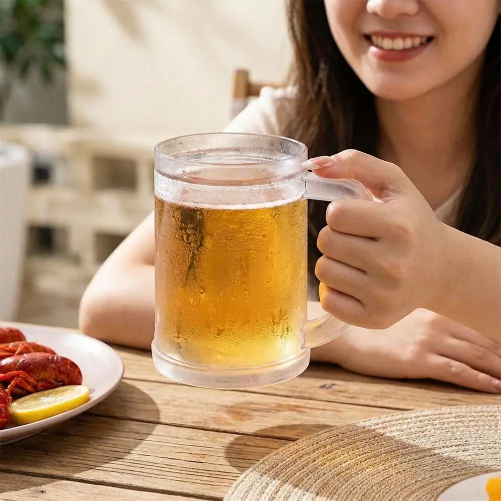 Plastic Cold Drink Chilled Cups Large Capacity Leak-Proof Ice Coffee Cup Washable Reusable Double Interlayer Cup Summer Cooling