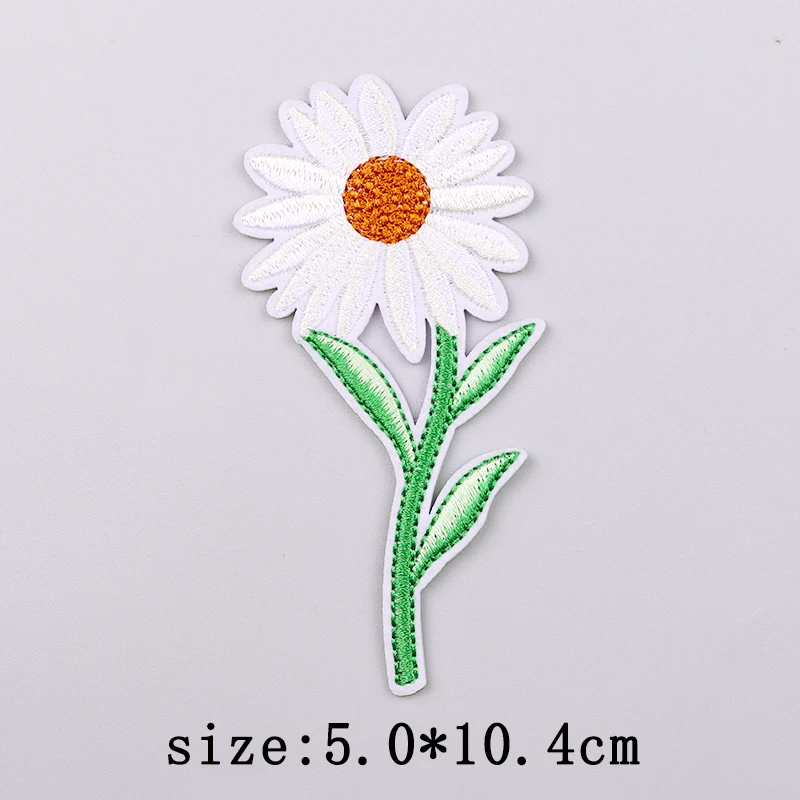 Parche bordado de flores para planchar, parches termoadhesivos para ropa, apliques fusibles de girasol de dibujos animados - imagen 2