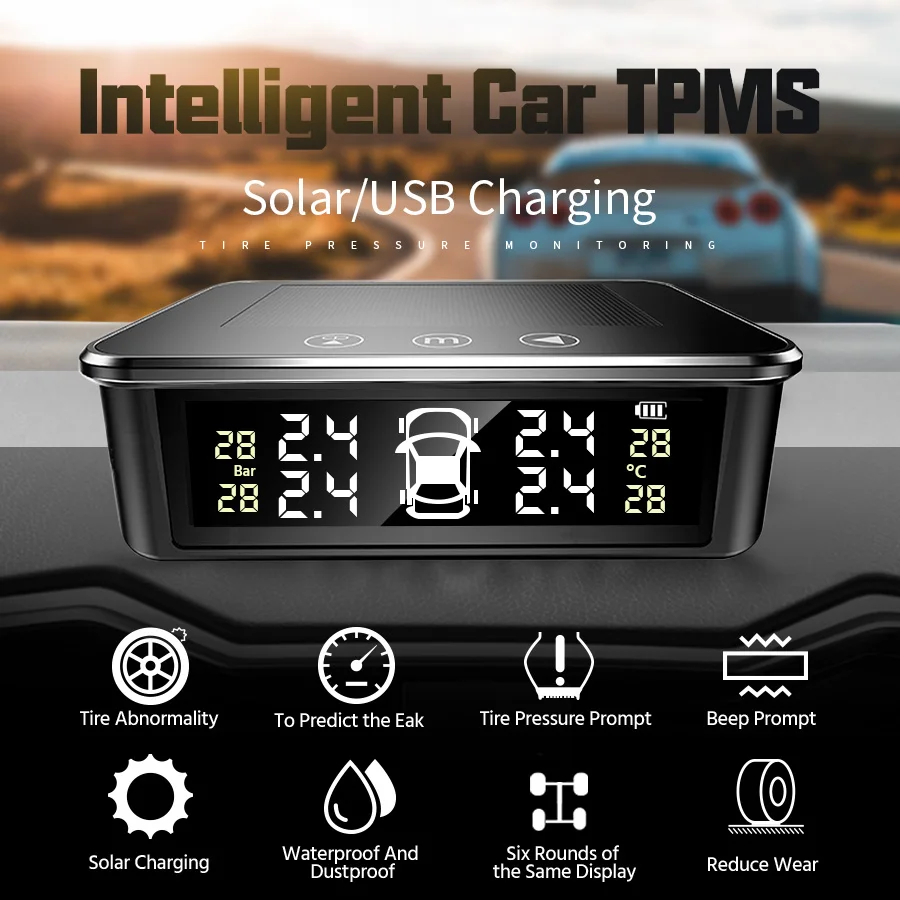 E-ACE K13 Solar Power TPMS Automotive General Tire Pressure Alarm System tire pressure monitoring system Tire pressure sensors