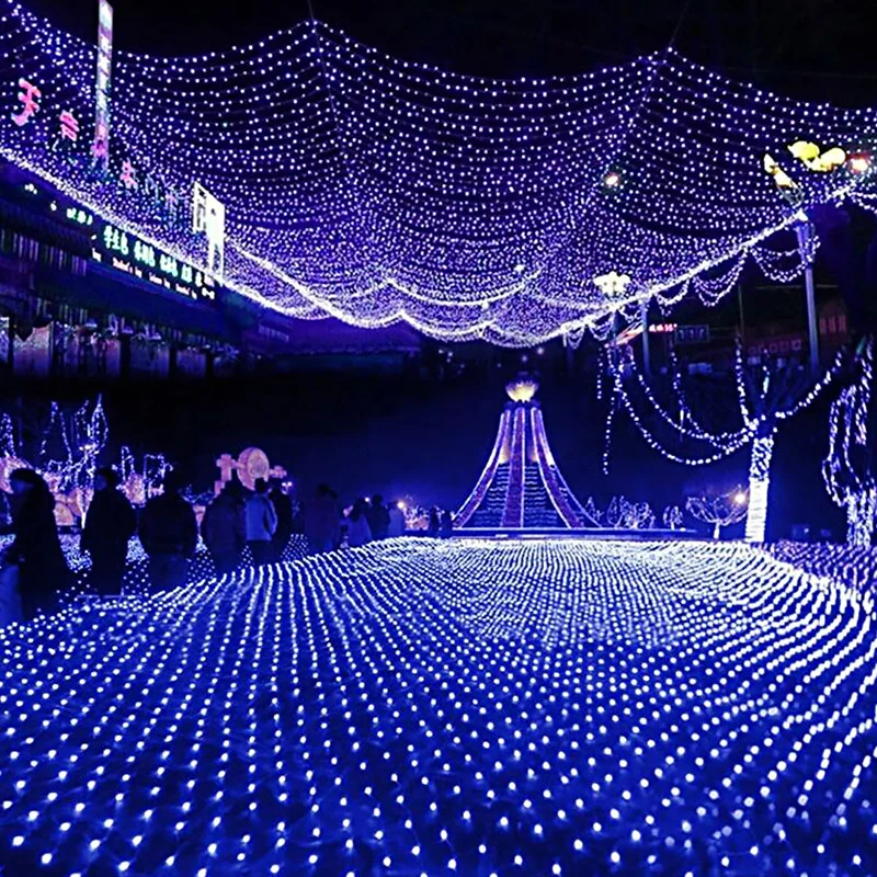 1.5X1.5M 2x3M 4x6M Outdoor Solar LED Lights Waterproof Net Mesh String Lights for Christmas Tree Garland Fairy Garden Decoration