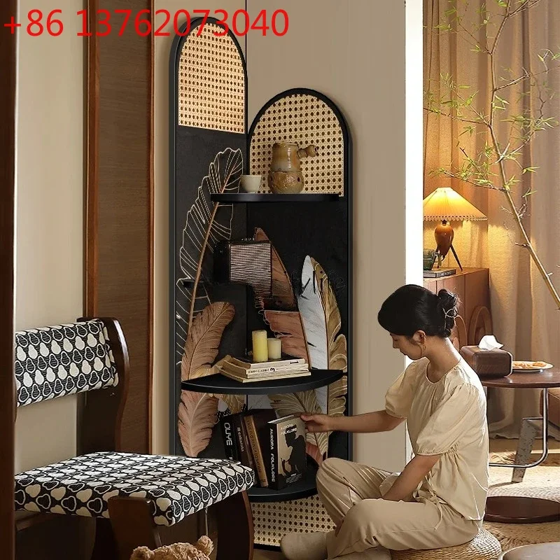 Medieval style Daye corner rack, floor-to-ceiling living room storage rack, multi-layer locker