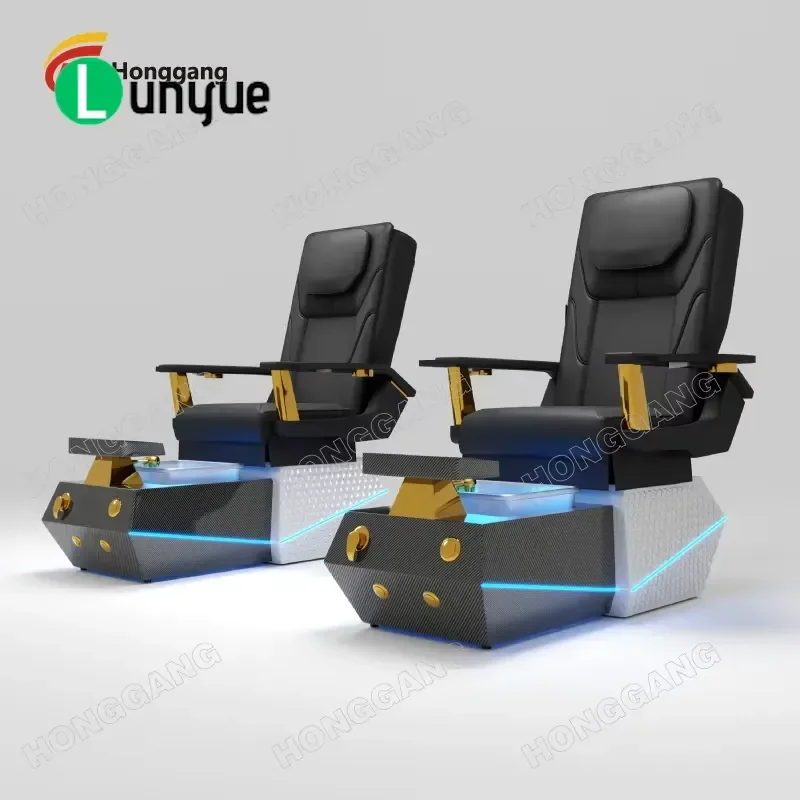 Modern Luxury Black Nail Pedicure Chair Tubeless Swirl Foot Bath Massage Spa Furniture Beauty Equipment for Manicure