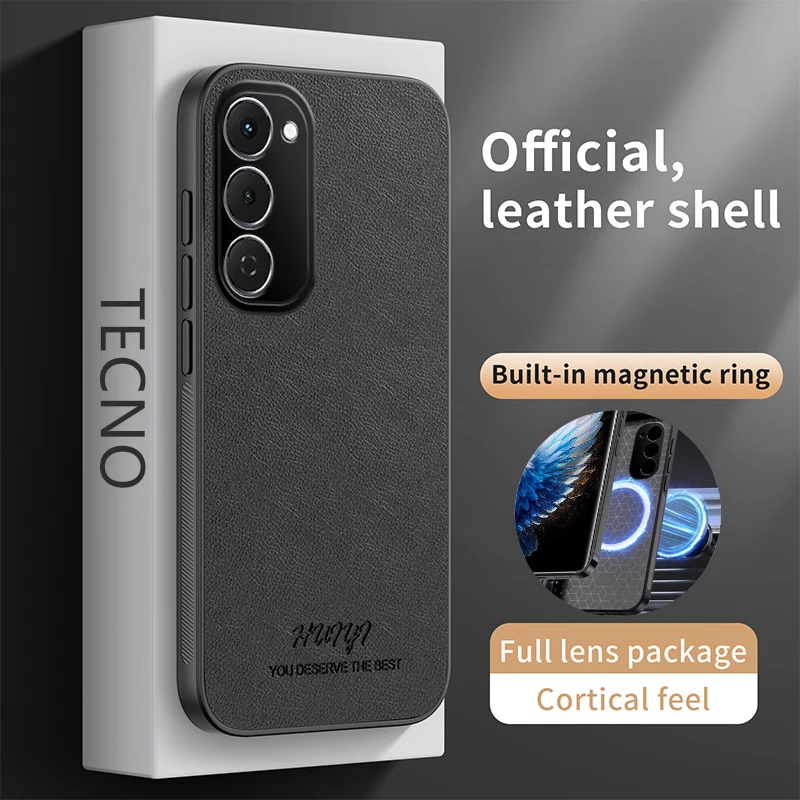 

For Tecno Spark 40 Pro Plus Case Business Plain Leather Built-in Magnetic Ultra-thin Cover For Tecno Spark 40 Anti-fall Funda