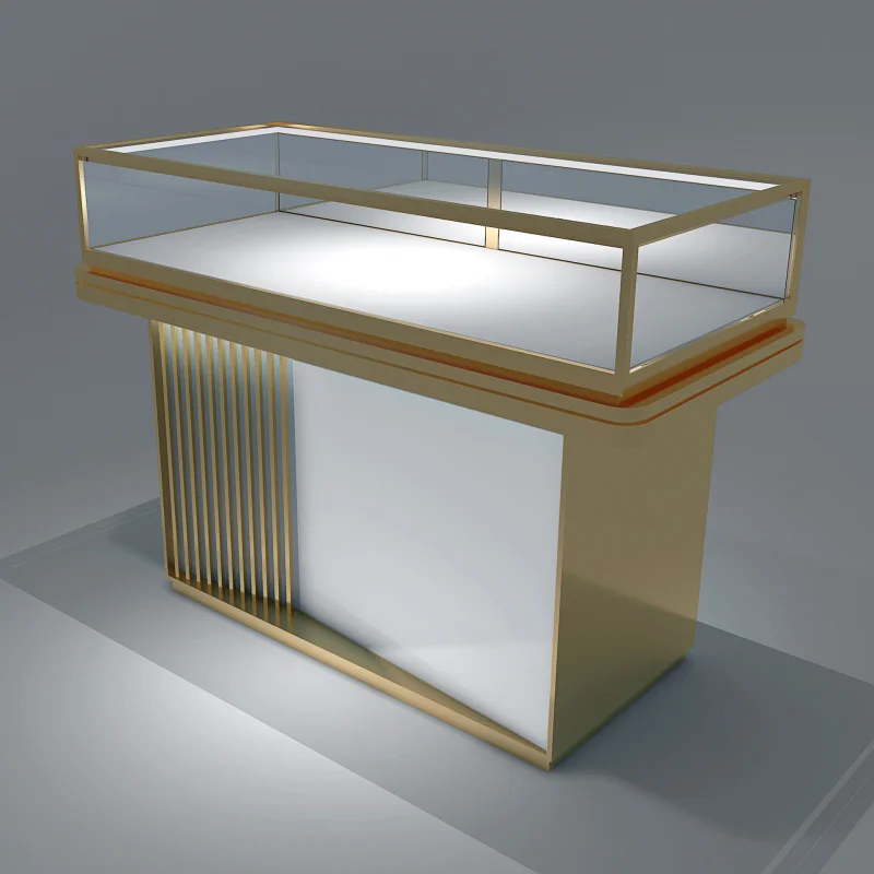 custom.Customizable Durable High Quality Wooden Boutique Store Fixtures Lockable Jewelry Shop Display Stand LED Glass Counter Sh