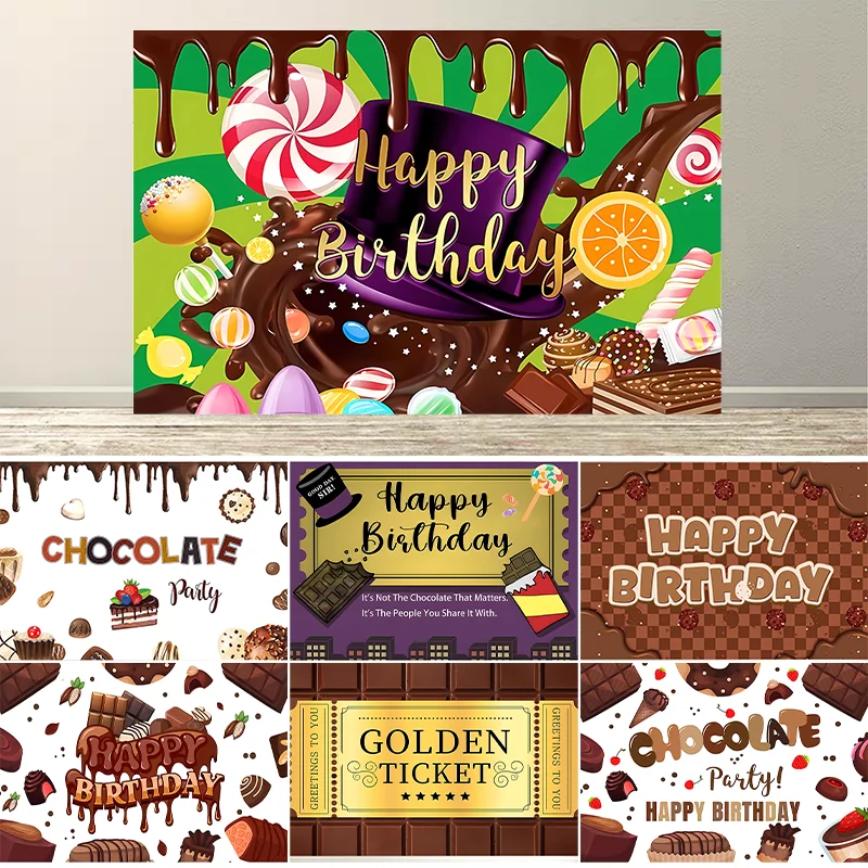 لافتة حفلات الشوكولاتة خلفية عيد الميلاد للأطفال والأولاد والبنات وديكورات حفلات أعياد الميلاد وخلفية التصوير الفوتوغرافي ومستلزمات دعائم الصور