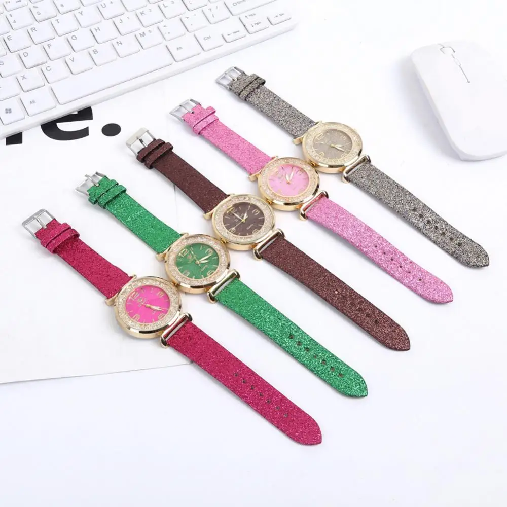 Relogio Fashion Women Watches Glitter Leather Quicksand Rhinestone Quartz Wrist Watches Clocks Gifts Dropshipping reloj mujer