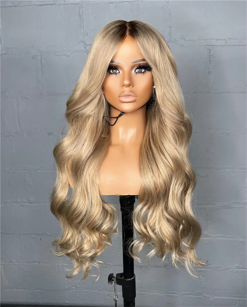 Glueless Wig Small Large Cap Brown Blonde Gray Ash Wig Soft Lace Front Wig Fashion Loose Deep 13X4 Synthetic Wigs Middle Parting