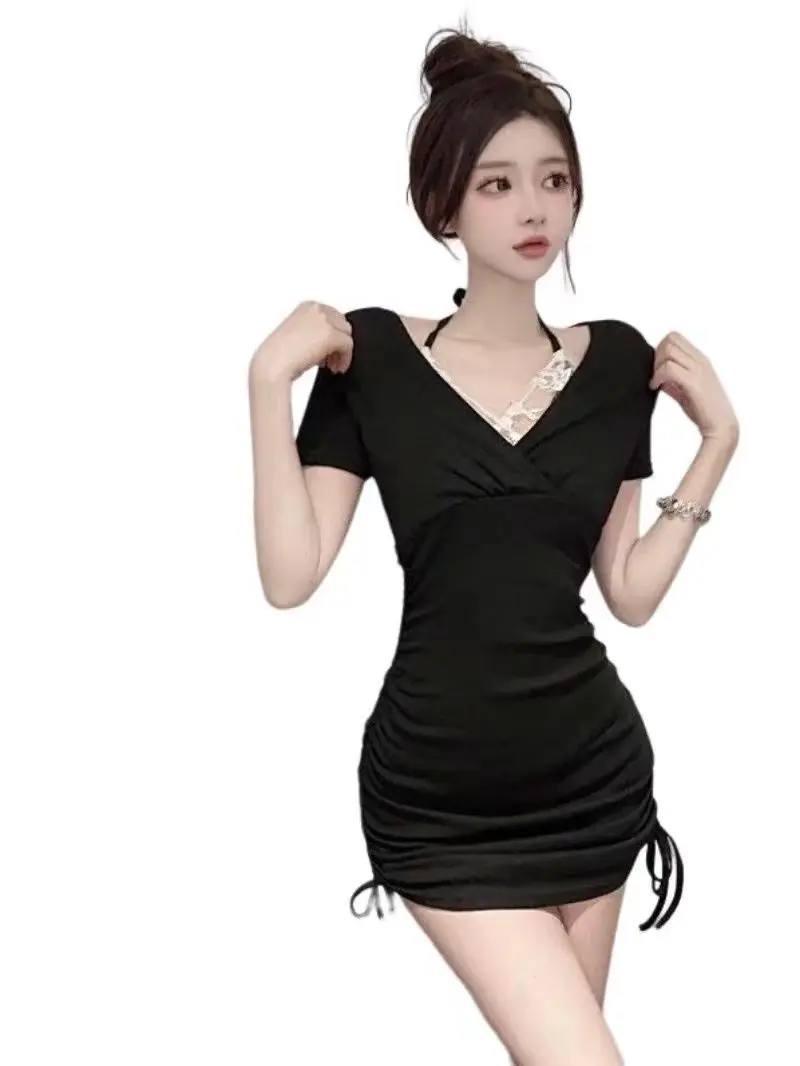 Vestidos de manga curta feminino de festa inverno tweed malha gola em camadas faixas recepção aniversário elite escritório clássico chique