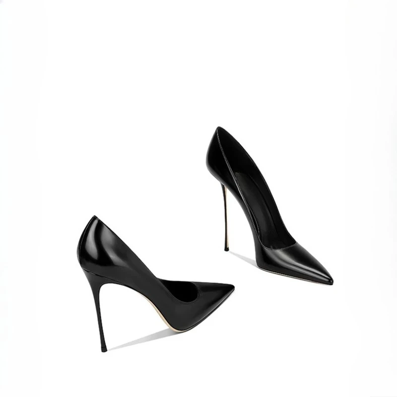 New Versatile Thin Heel Pointed High Heels with Sexy Shallow Mouth Black Design, Exquisite Single Shoe Women's Shoes