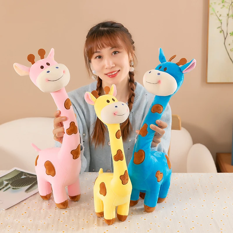 Cartoon Giraffe Simulation Animal Ornament Doll Soft Stuffed Animal Sleeping Pillow Cushion Christmas Gifts for Kids and Girls