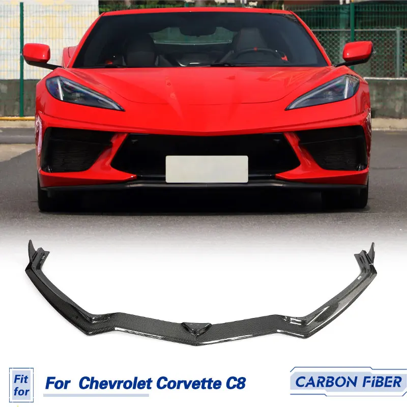 Car Front Bumper Lip Spoiler Carbon Fiber for Chevrolet Corvette C8 Z51 Stingray 2-Door 2020 2021 Front Lip Chin Apron Body Kits